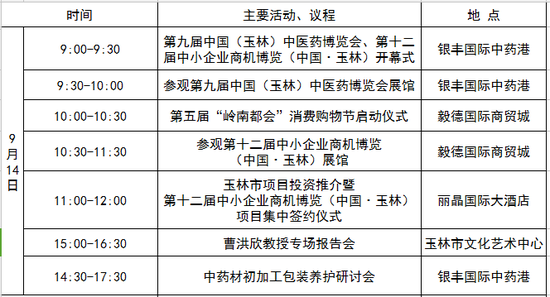 2017年广西玉林市“两会一节”活动流程表1