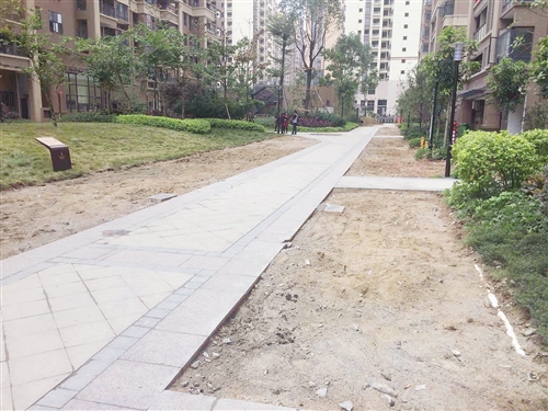 小区部分绿化带被铲掉,计划改建成停车位 本报记者 陆增安 摄