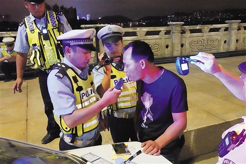 交警检查酒驾人员