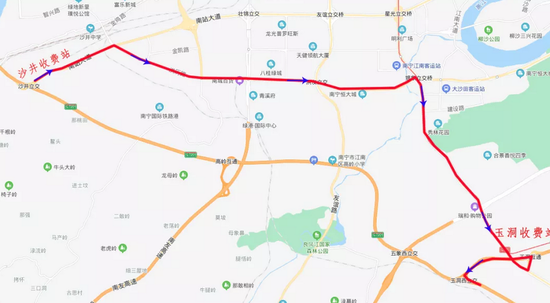 由玉洞互通上高速的绕行路线