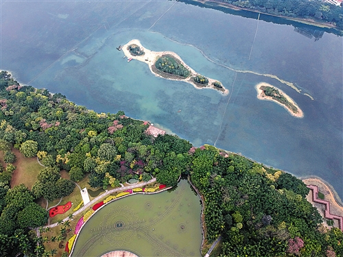 南湖公园生态岛建成