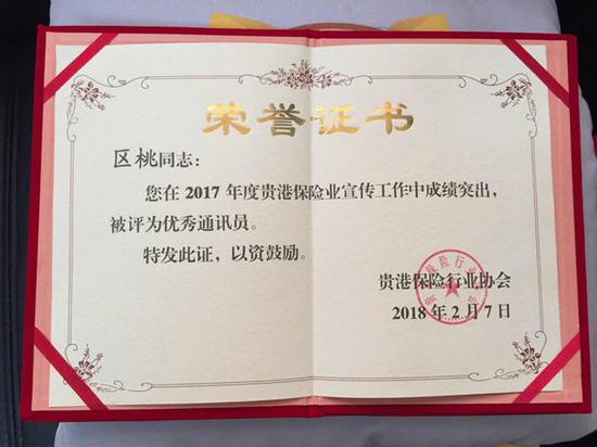 获奖证书