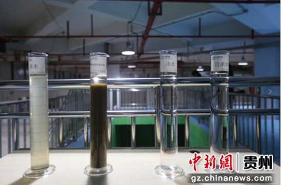 图为六广门再生水厂进水和出水的水质对比。代宇摄