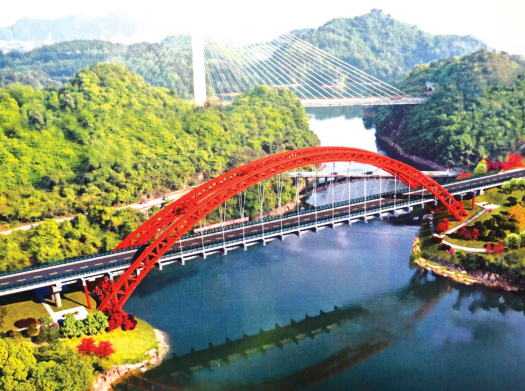 红枫湖上再现美丽"彩虹" 贵州首座"提篮"式公路桥——全新花鱼洞大桥