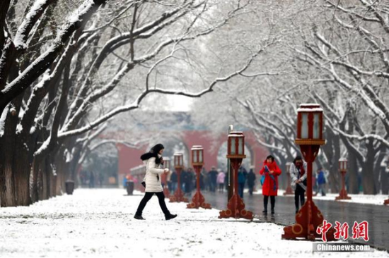资料图:北方迎来降雪。中新社记者 富田 摄