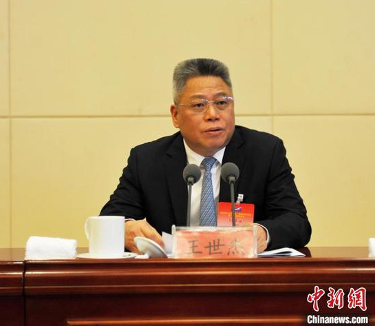 贵州省人民政府副省长、贵州省留学人员联谊会会长王世杰作理事会工作报告。 张伟 摄