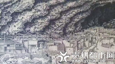 紫云中洞苗厅一角，细节可见画者之用心。