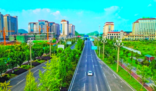 绿树成荫的黔中大道。