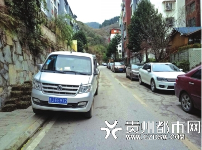 中天花园小区占道停放车辆。