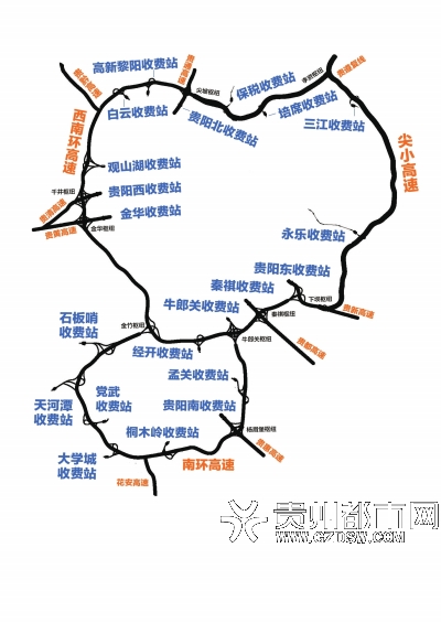 贵阳环城高速示意图。