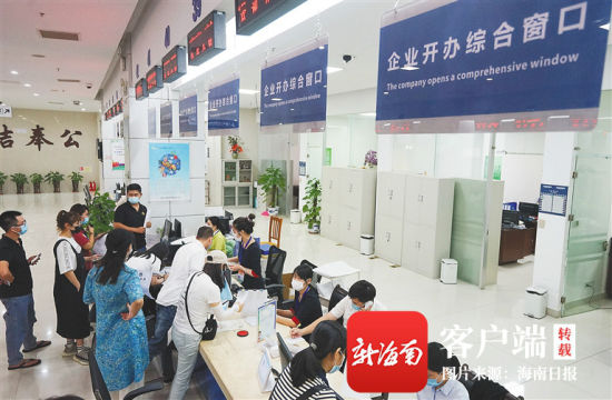 11月26日，在三亚政务服务中心，工作人员正在提供企业开办、注册登记等服务。 海南日报记者 武威 摄