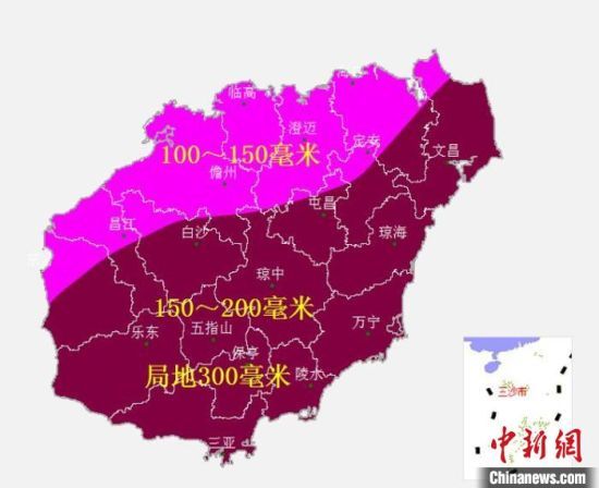 10月12日8时~15日8时过程累积雨量预报图。海南省气象服务中心 供图