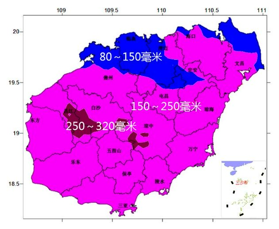 2021年10月13日08时~14日20时累积雨量预报图