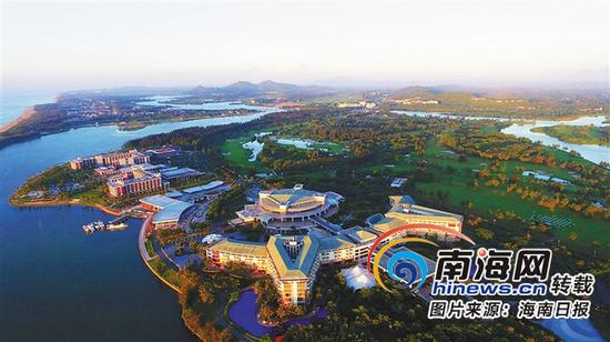 航拍海南琼海市博鳌东屿岛全貌。水木摄