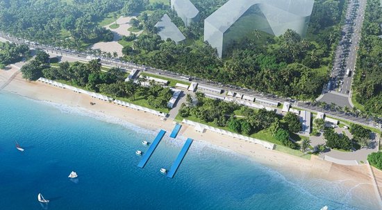 帆船竞赛项目效果图。（场馆搭建以实际为准）