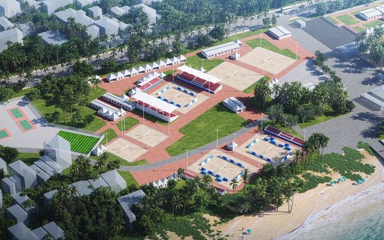 沙滩排球竞赛项目效果图。（场馆搭建以实际为准）