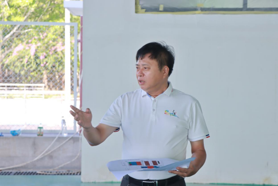 　　图：三亚市政府副市长、第十二届全国少数民族传统体育运动会执委会副主任兼秘书长张长丰带队调研2023年民体杯全国民族式摔跤比赛和第十二届全国少数民族传统体育运动会蹴球测试赛筹备情况