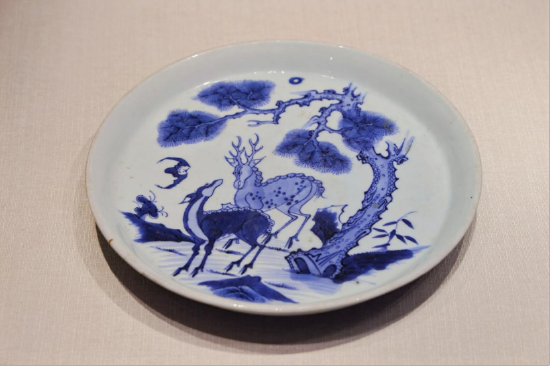 清代青花福禄寿纹瓷盘