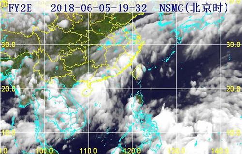 5日19时32分三维红外卫星云图。（图片来源：海南省气象局）