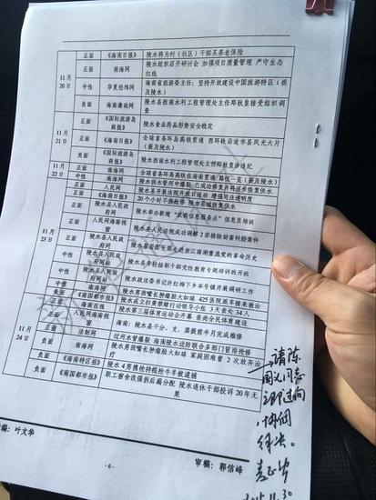 陵水县委书记批示文件