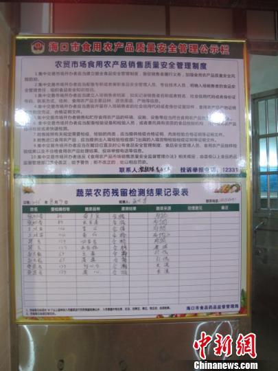 　　2015年下半年，海口市启动农贸市场升级改造和环境秩序整治工作。图为大英农贸市场的公示牌。　付美斌 摄