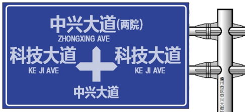 儋州市区中兴大街的一块交通标志牌存在四处错误。其中，将“中兴大街”错写为“中兴大道”。本报记者刘袭摄