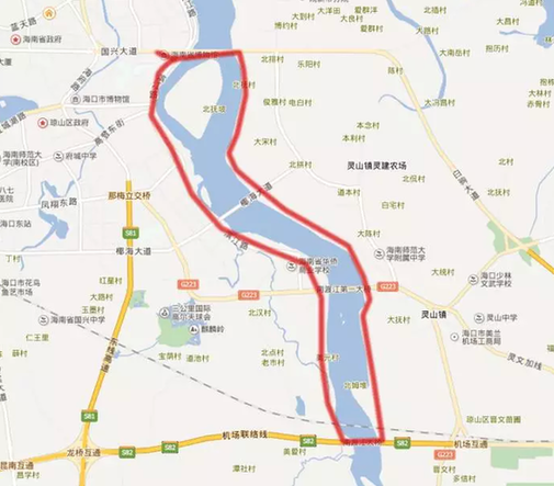 ▲海口中长距离徒步：省图书馆——南渡江大桥——省图书馆