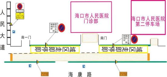 海口市人民医院即停即走区域示意图