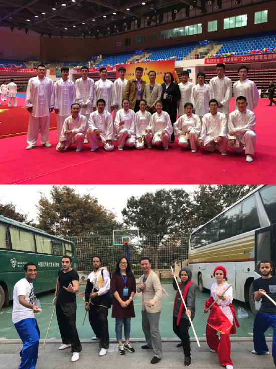  林号营带领海南省太极拳研究会出席青岛第七届国际太极拳大会，与国际友人交流打太极拳