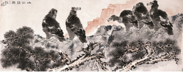 李苦禅 山岳钟英 146×362cm 纸本设色 1961年 北京画院藏