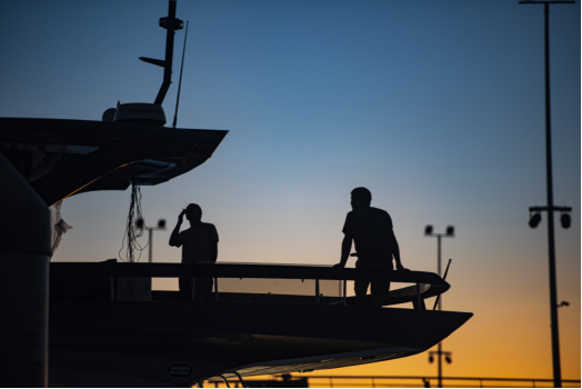 晚霞中的海口市国家帆船基地公共码头美轮美奂