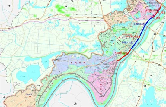左岸大道经开段分段建设示意图