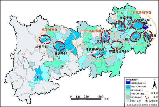 长江经济带城市群图谱。 华东师大供图
