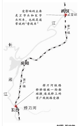 长沙捞刀河桥桥墩被撞致京广铁路受损