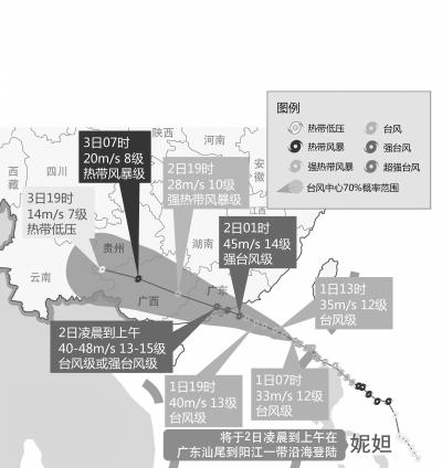 台风“妮妲”未来路径示意图 新华社发