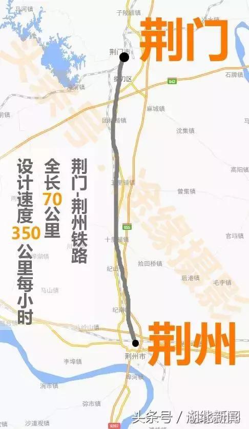 荆州-荆门铁路路线示意图