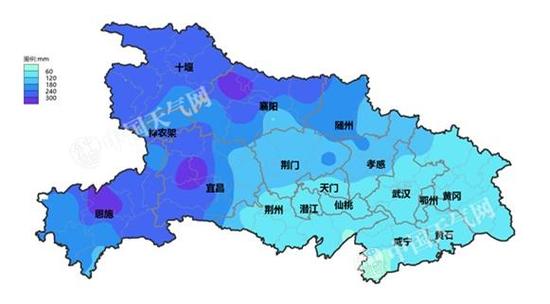 湖北省08-08时累计降雨量色斑图（2017年9月21日-10月12日）