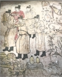 辽壁画“散乐侍酒图”
