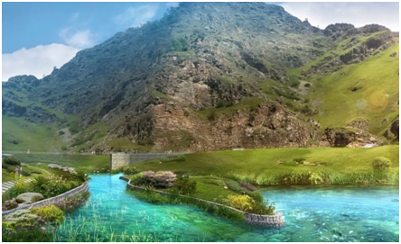 百里画廊的山峰与湖泊