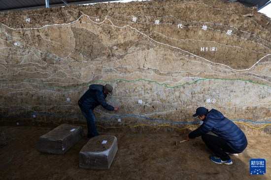 12月4日，考古人员在熊家岭水坝遗址现场进行考古工作。新华社记者 肖艺九 摄
