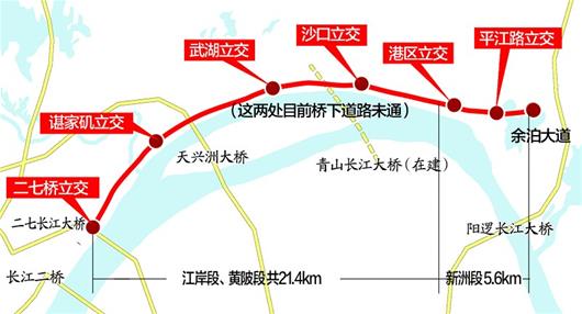 图为江北快速路示意图　制图/刘阳