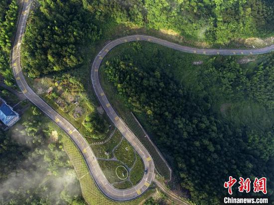 湖北大別山區(qū)綠唐線如逶迤的長龍盤山而臥 湖北蘄春縣交通運(yùn)輸局供圖