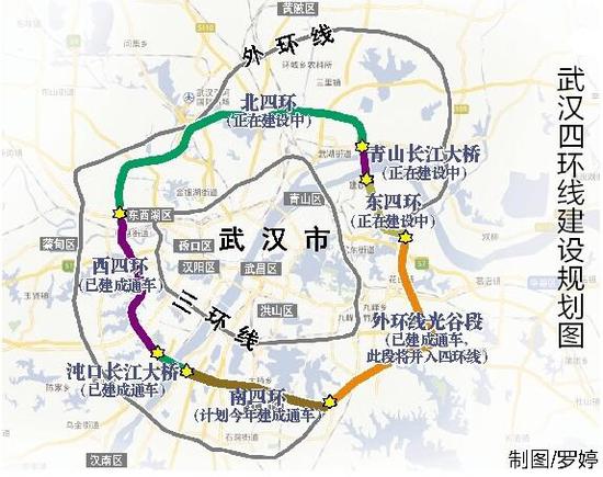 图为：武汉四环线建设规划图