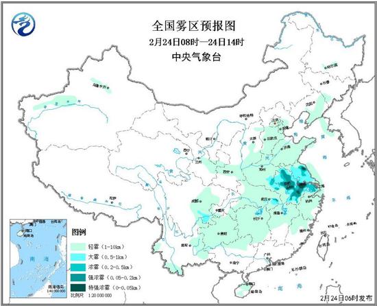 图1 全国雾区预报图