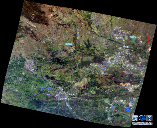 武汉大学启明星一号微纳卫星传回的湖北孝感影像（真彩色）。新华网发 武汉大学供图