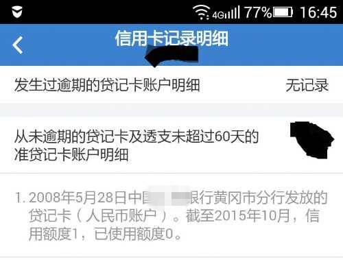 信用卡记录明细显示,卡片是2008年发放的,一直没有使用过。受访者供图