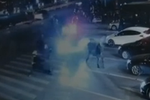 監(jiān)控：男子鬧市區(qū)逼停前車 疑似拿“槍”恐嚇