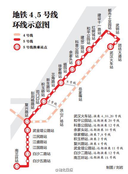 武汉地铁5号线设25站将全面开工 预计2020年