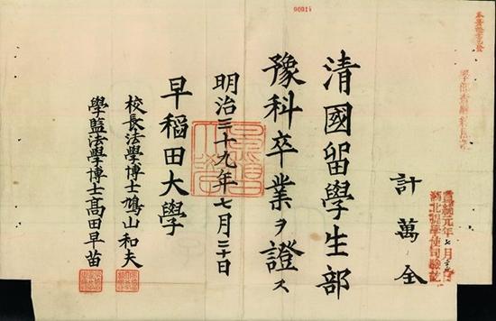 房县学生110年前留学日本 学费由清政府全包