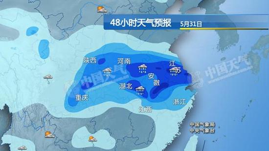 31日起，长江中下游地区迎强降雨。